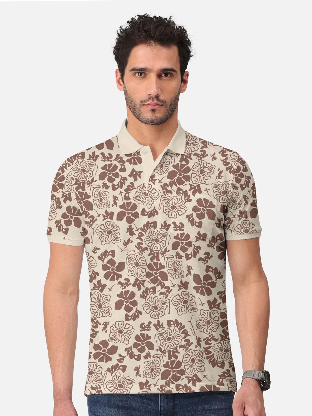 bullmer floral printed polo collar cotton t-shirt