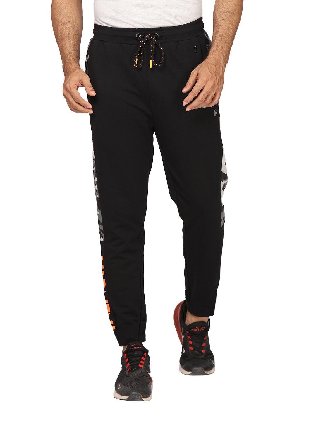 bullmer men black printed track pants