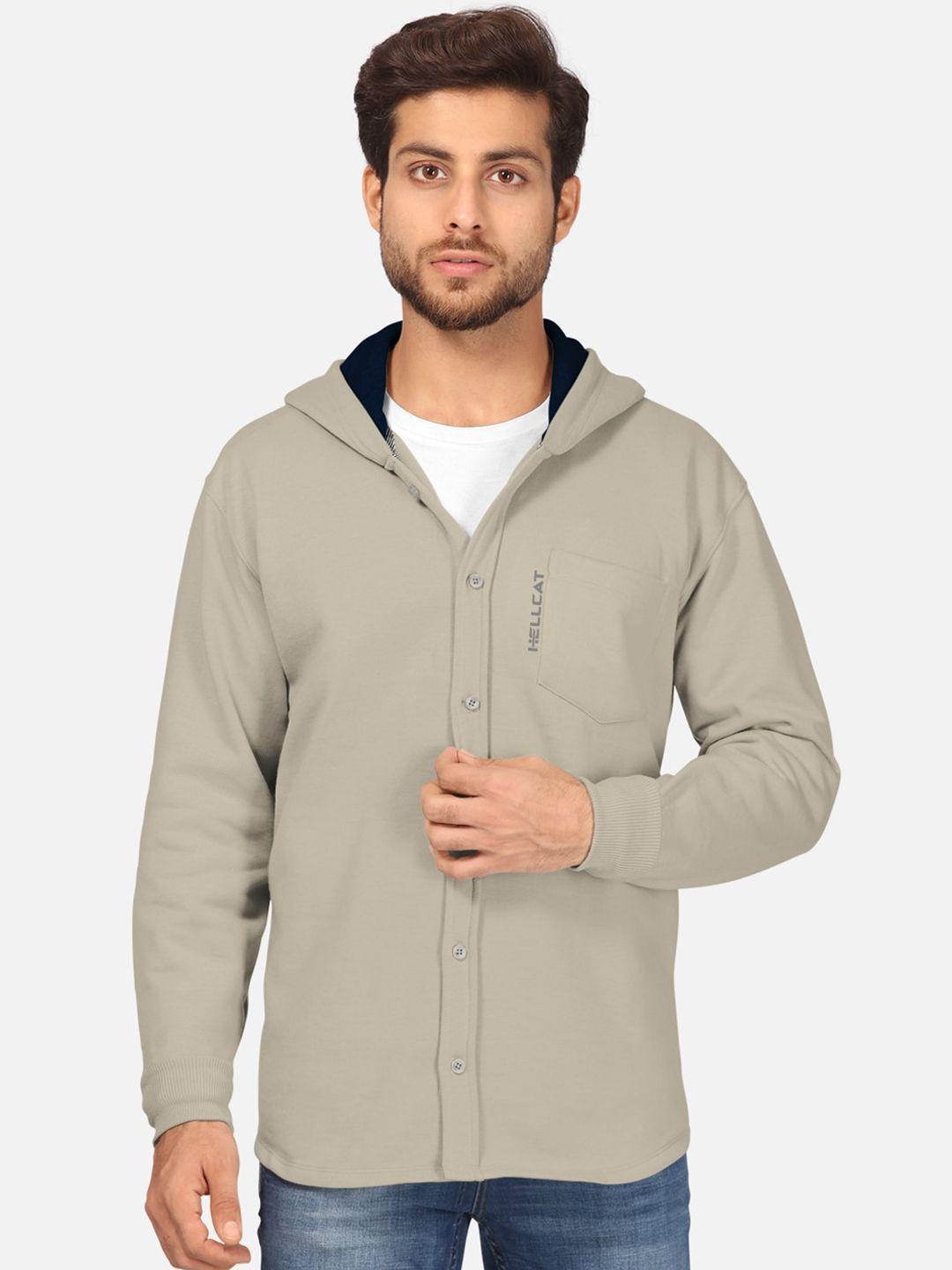 bullmer men cream-coloured hooded sweatshirt