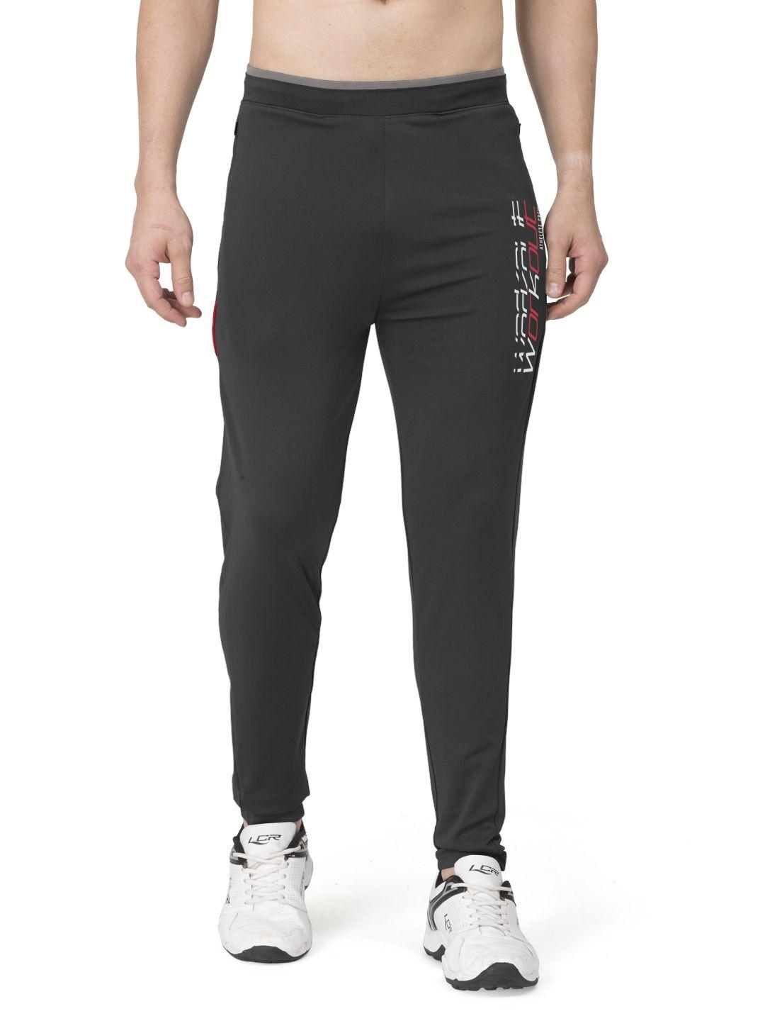 bullmer men mid-rise slim-fit skin friendly track pants