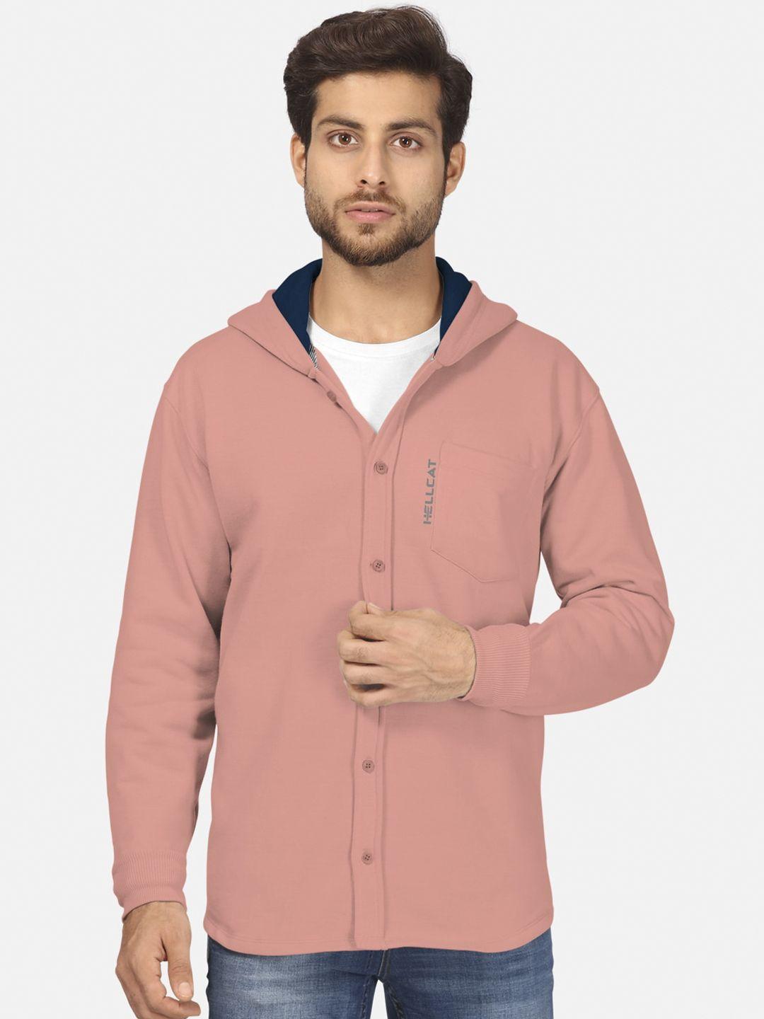 bullmer men peach-coloured hooded sweatshirt