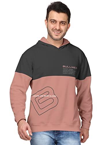 bullmer mens regular fit brushed fleece printed hooded sweatshirts - multicolor/large