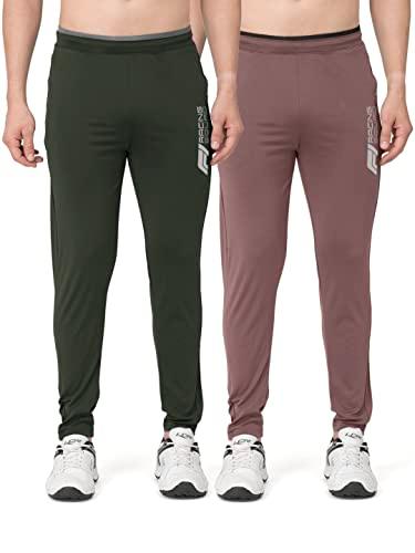 bullmer mens trendy cotton blend active athleisure trackpants - pack of 2 - olive_taupe/medium