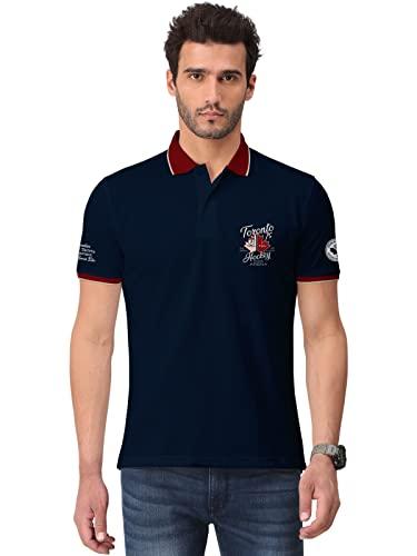 bullmer mens trendy printed half sleeve polo tshirt - navy blue xx-large