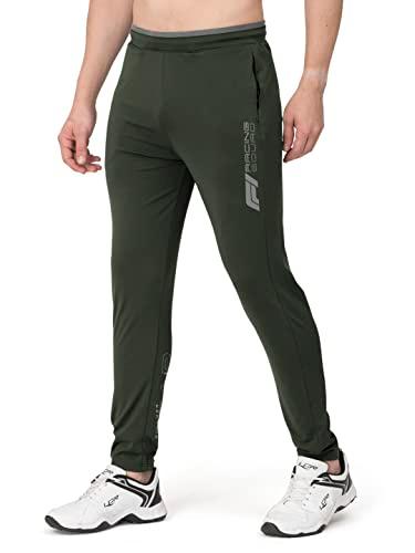 bullmer olive trendy printed cotton blend active athleisure trackpant for men - olive/medium