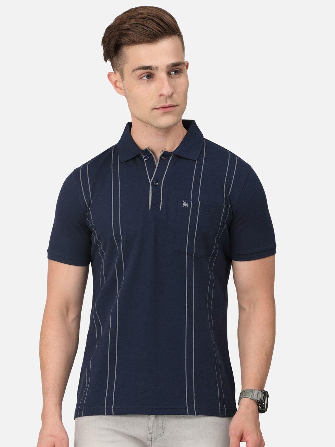 bullmer striped polo collar cotton t-shirt