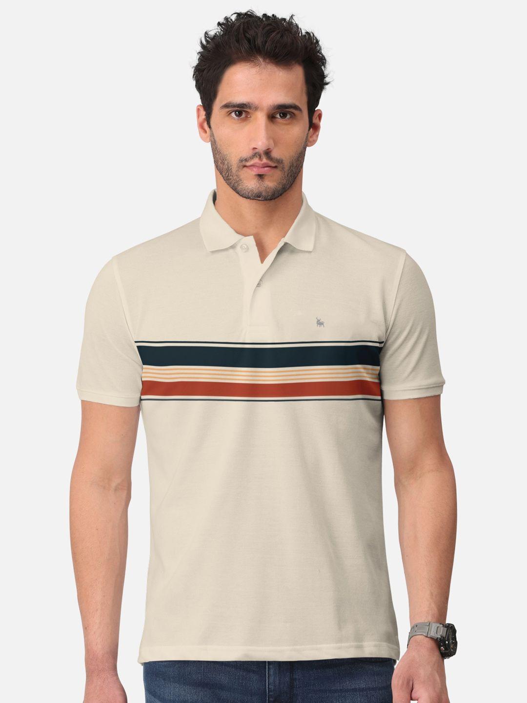 bullmer striped polo collar cotton t-shirt