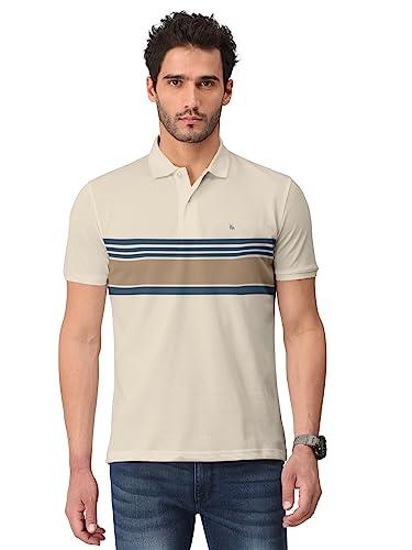 bullmer trendy printed half sleeve polo t-shirt for men/beige / 4x-large