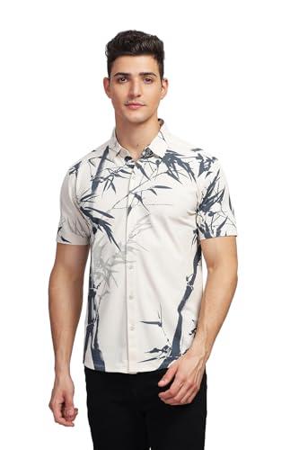 bullmer trendy regular fit printed causal shirt for men cream2 small