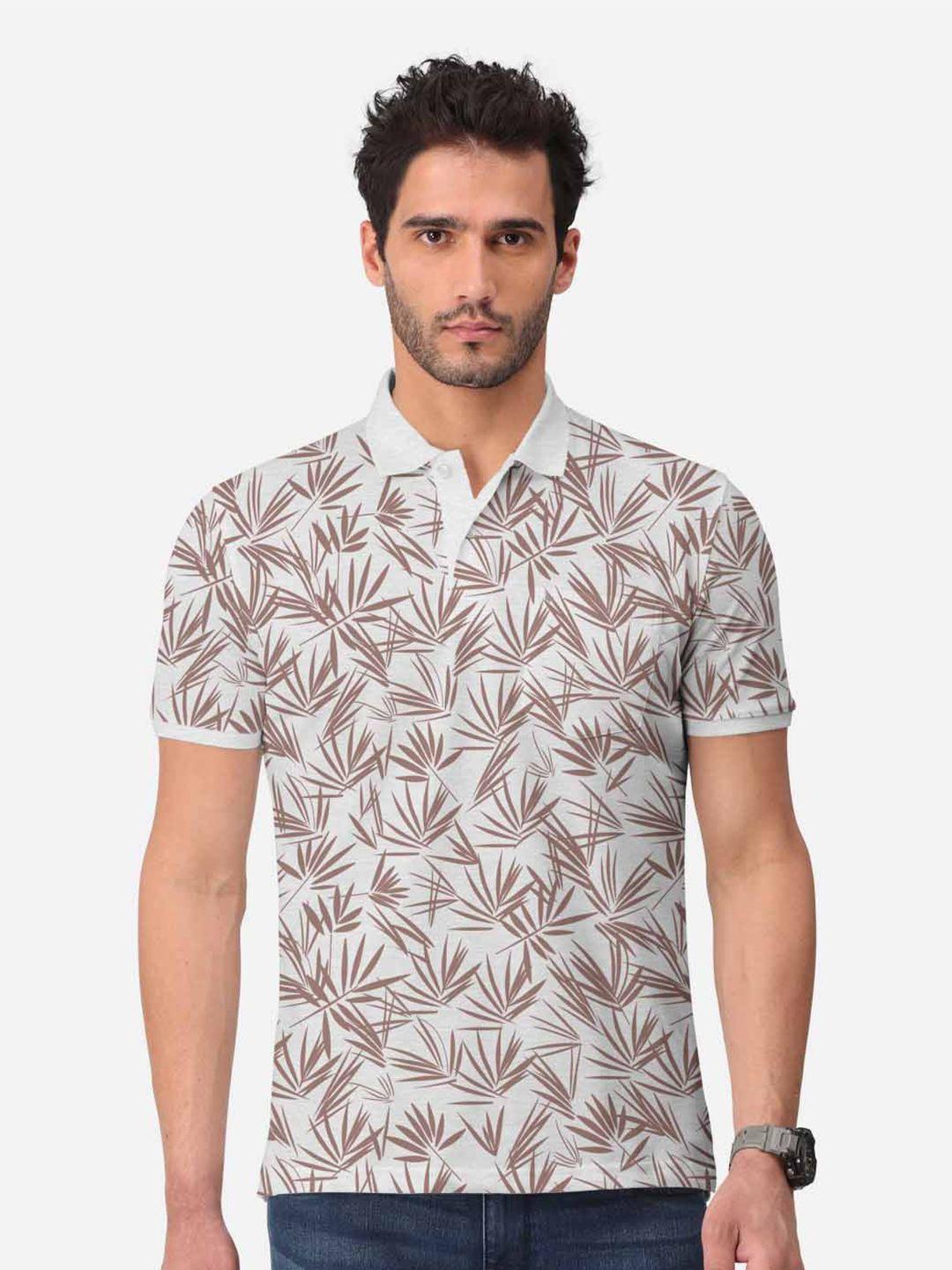 bullmer tropical printed polo collar cotton t-shirt