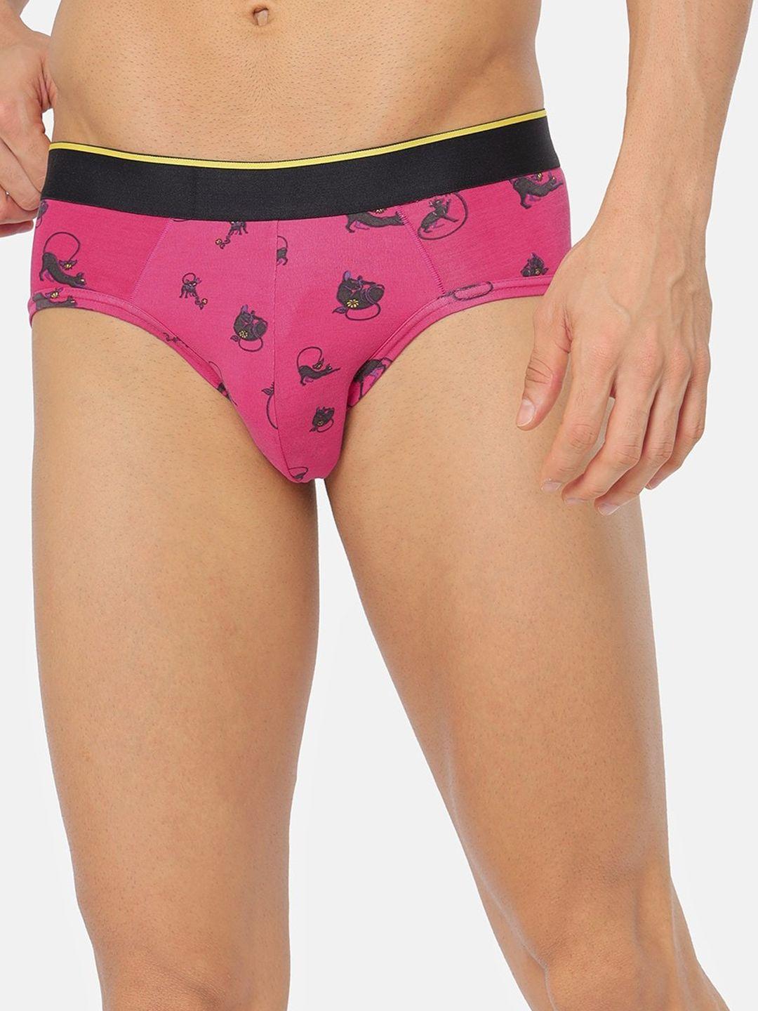 bummer men pink micro modal printed briefs undercats