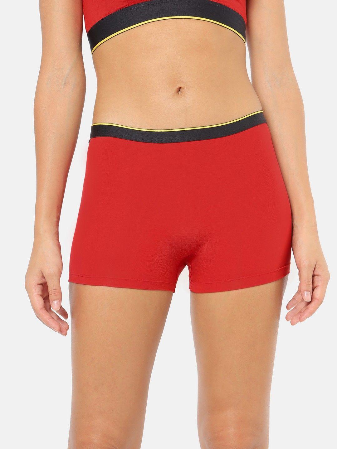 bummer red red micro modal solid boy shorts ski patrol