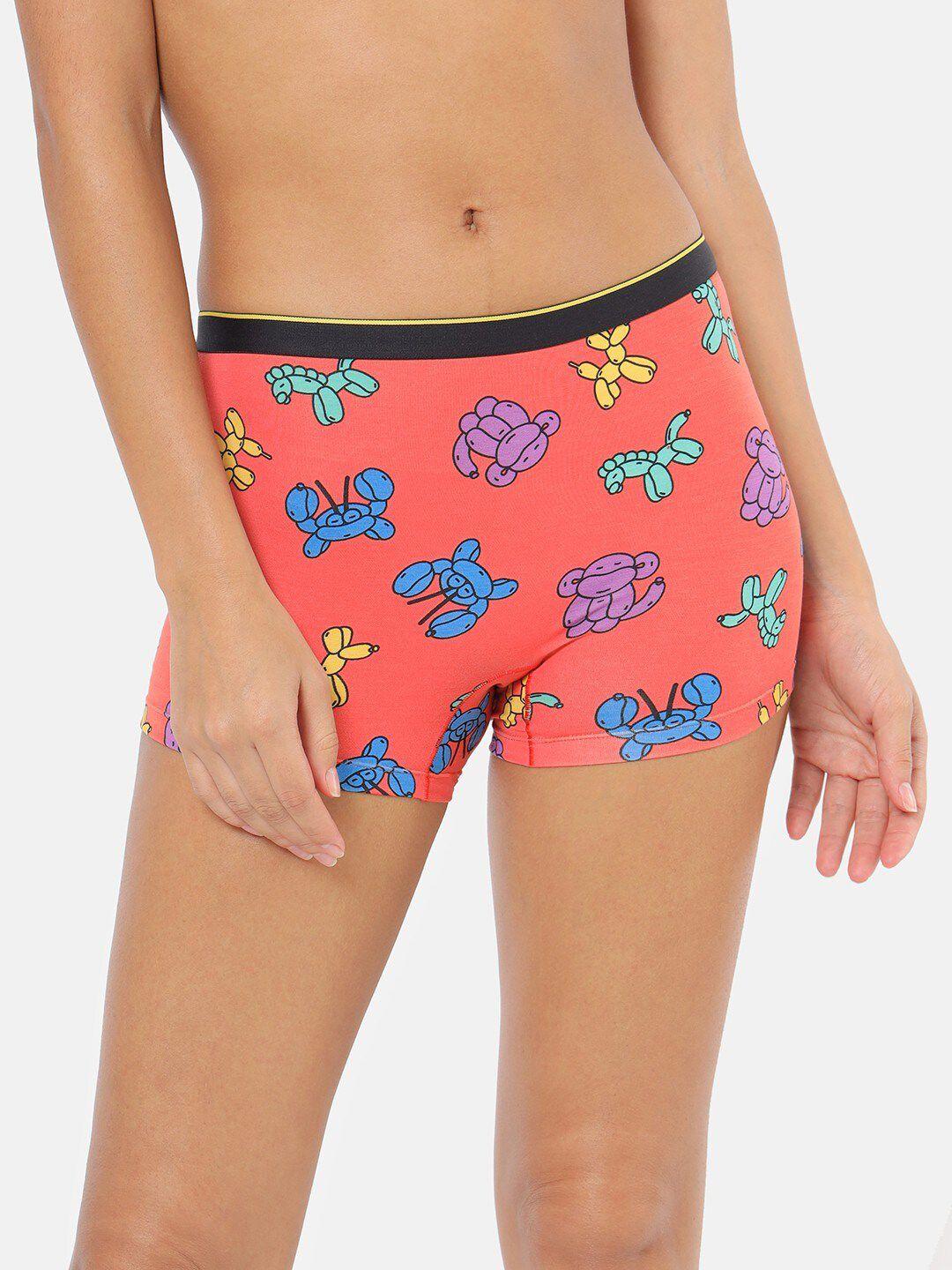 bummer women pink floaties printed micro modal boy shorts briefs