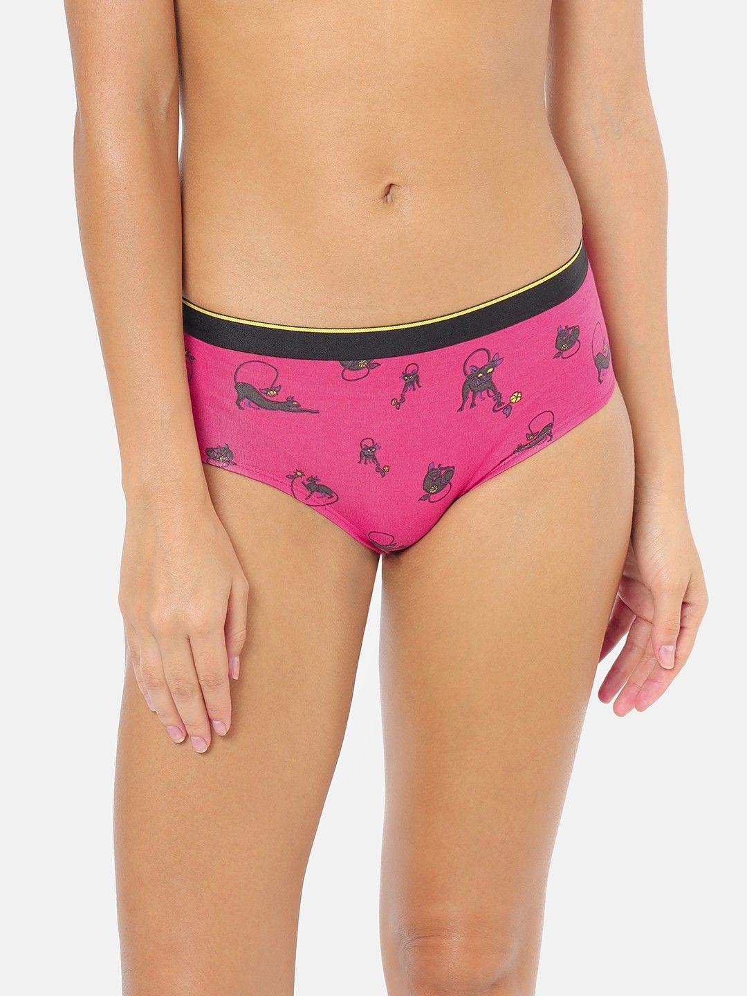 bummer women pink micro modal printed hipster undercats briefs