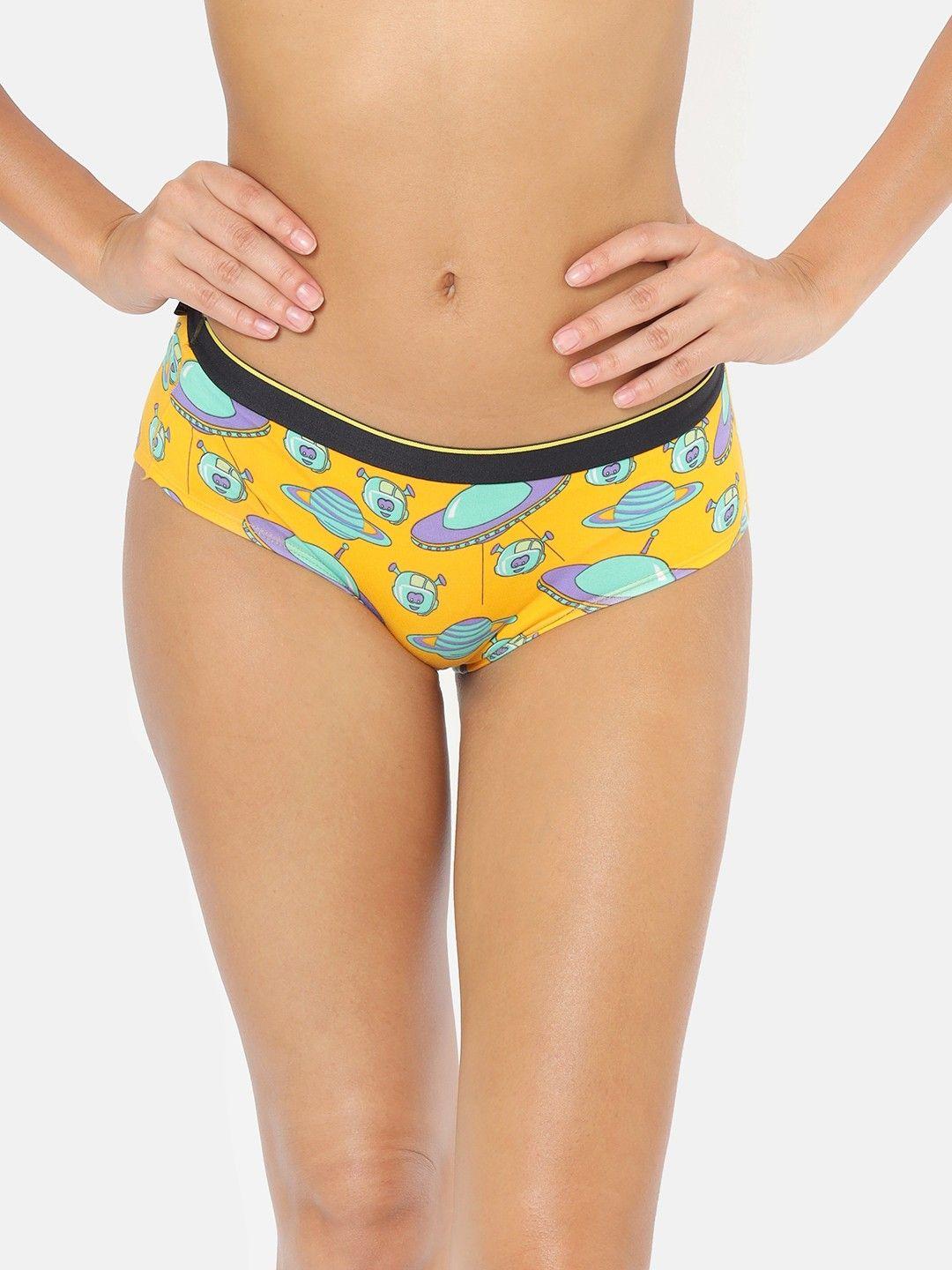 bummer women yellow micro modal printed spacepunks hipster