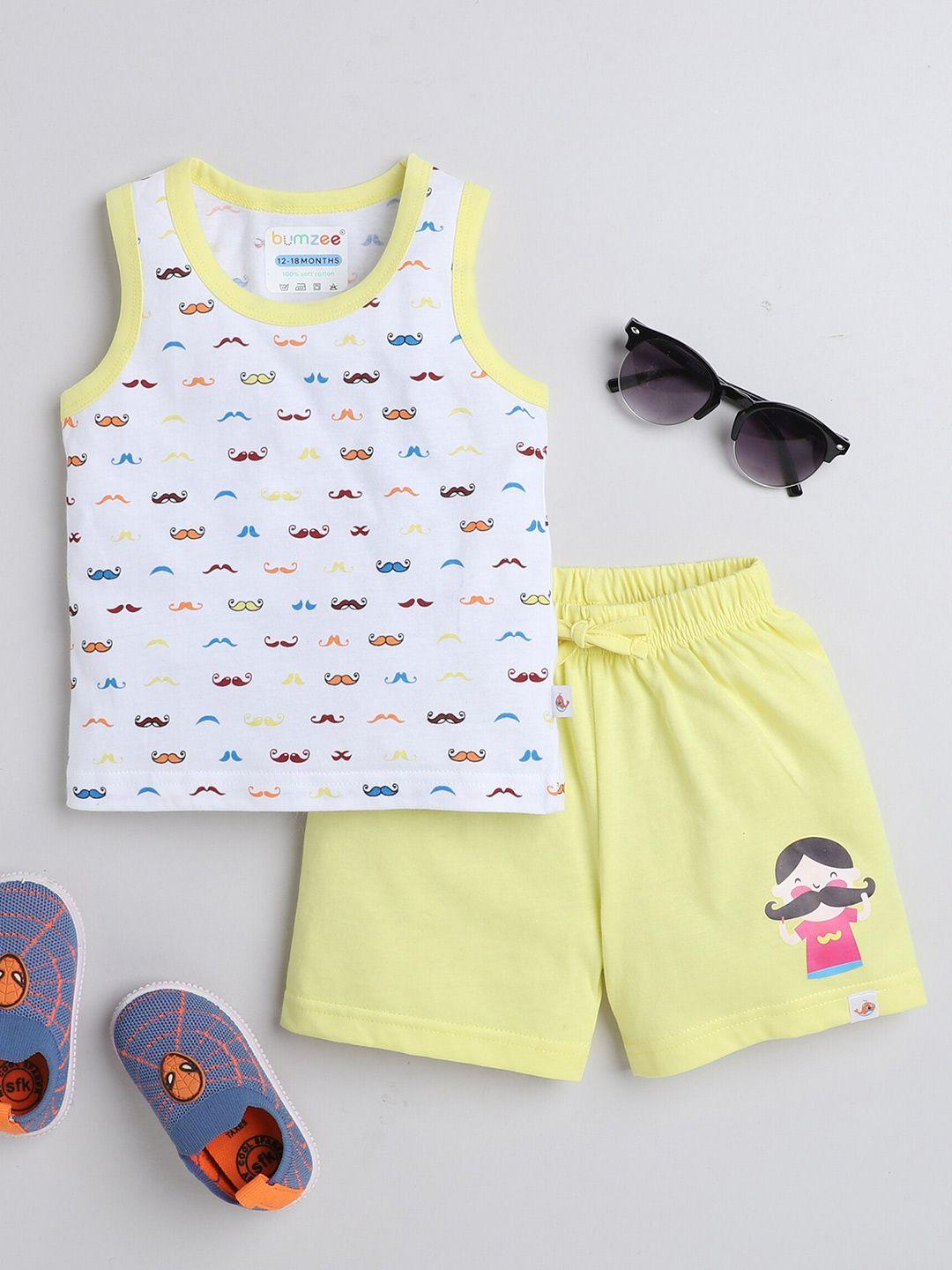 bumzee-boys-white-&-yellow-printed-t-shirt-with-shorts