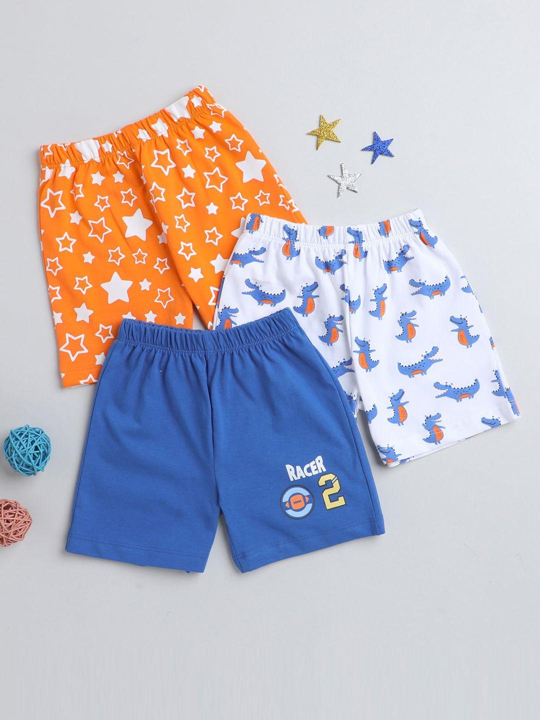 bumzee infant boys pack of 3 conversational printed mid-rise cotton shorts