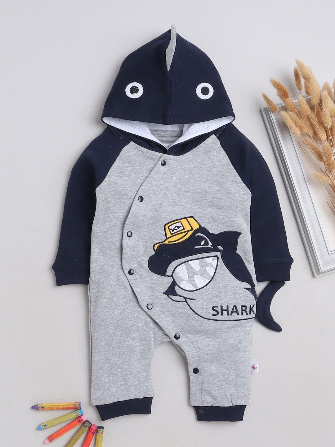 bumzee infant boys printed cotton hooded rompers