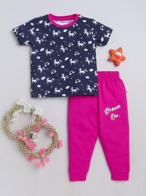 bumzee-kids-navy-&-pink-printed-t-shirt-with-pyjamas
