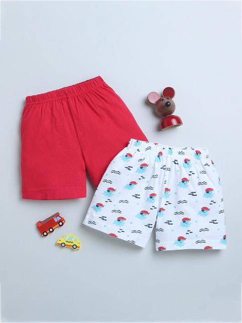 bumzee kids red & white printed shorts (pack of 2)