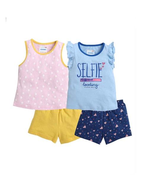 bumzee-kids-sky-blue-&-yellow-cotton-printed-clothing-sets