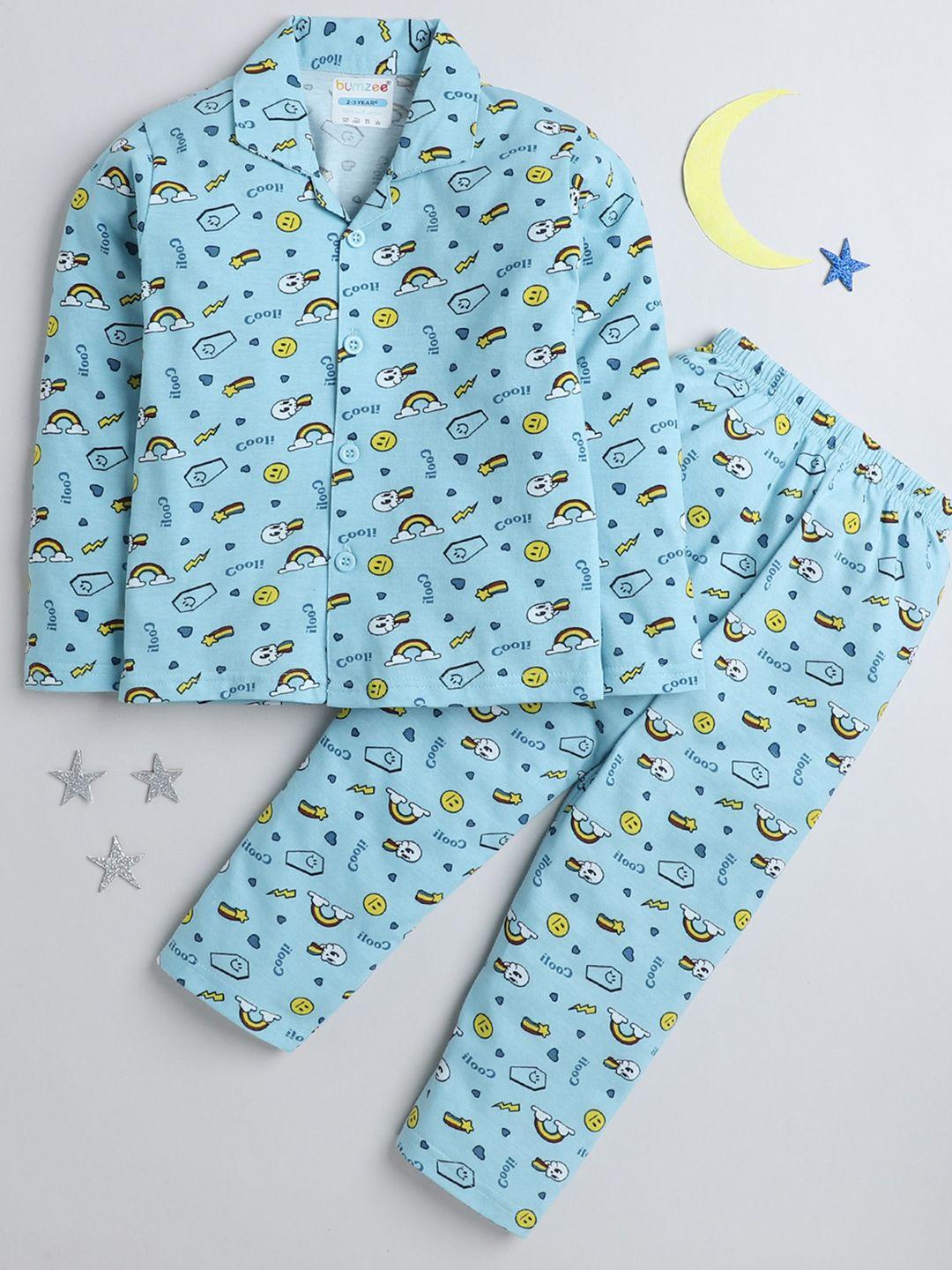 bumzee boys conversational printed pure cotton night suit