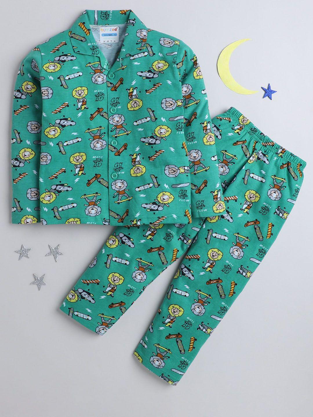 bumzee boys conversational printed pure cotton night suit