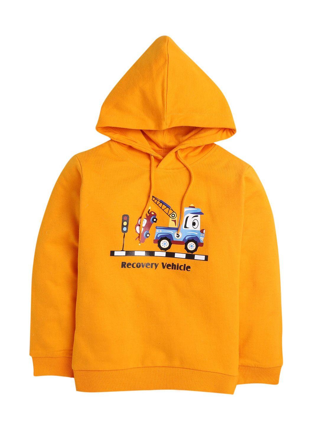 bumzee boys orange printed hooded sweatshirt