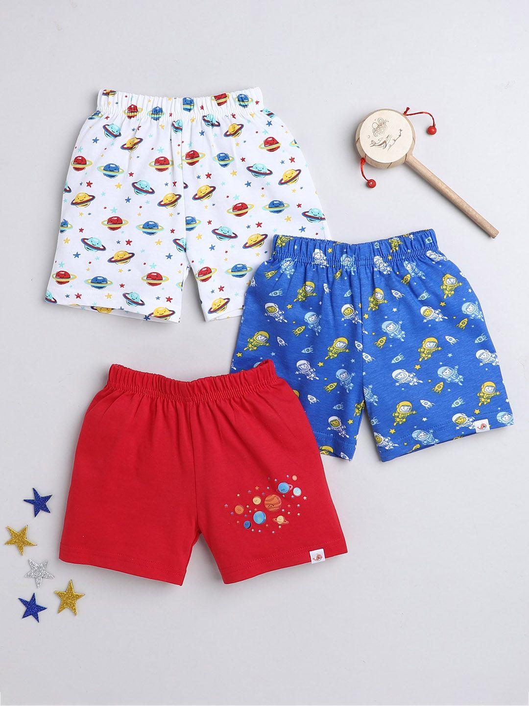 bumzee boys pack of 3 graphic printed cotton shorts