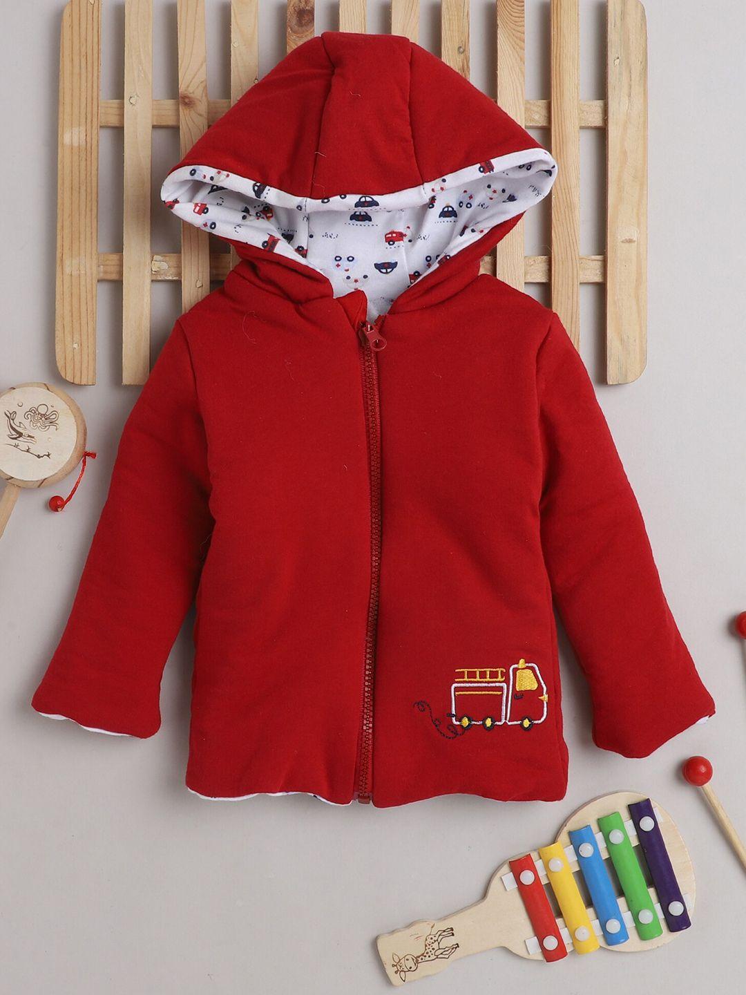 bumzee boys red reversible hooded bomber jacket