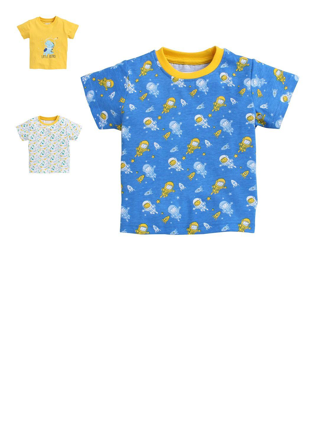 bumzee boys yellow pack of 3 printed t-shirt