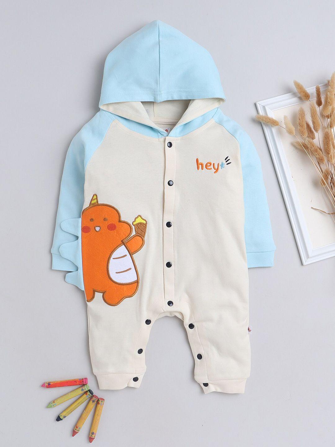 bumzee infant boys hooded cotton rompers