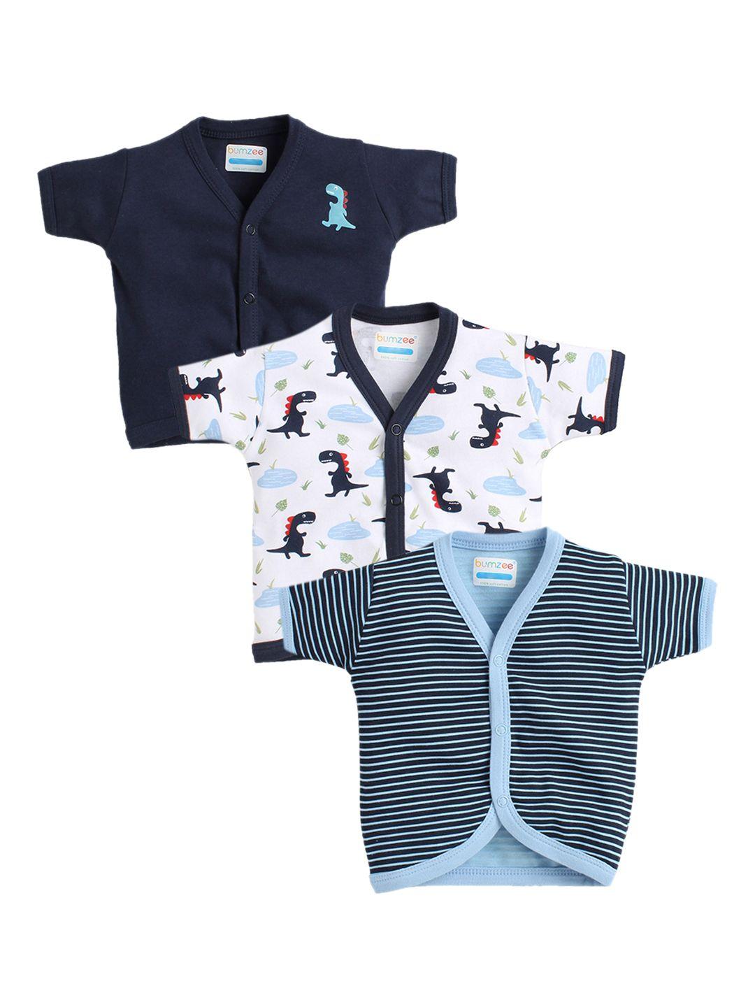 bumzee infant boys pack of 3 printed combed cotton jhablas