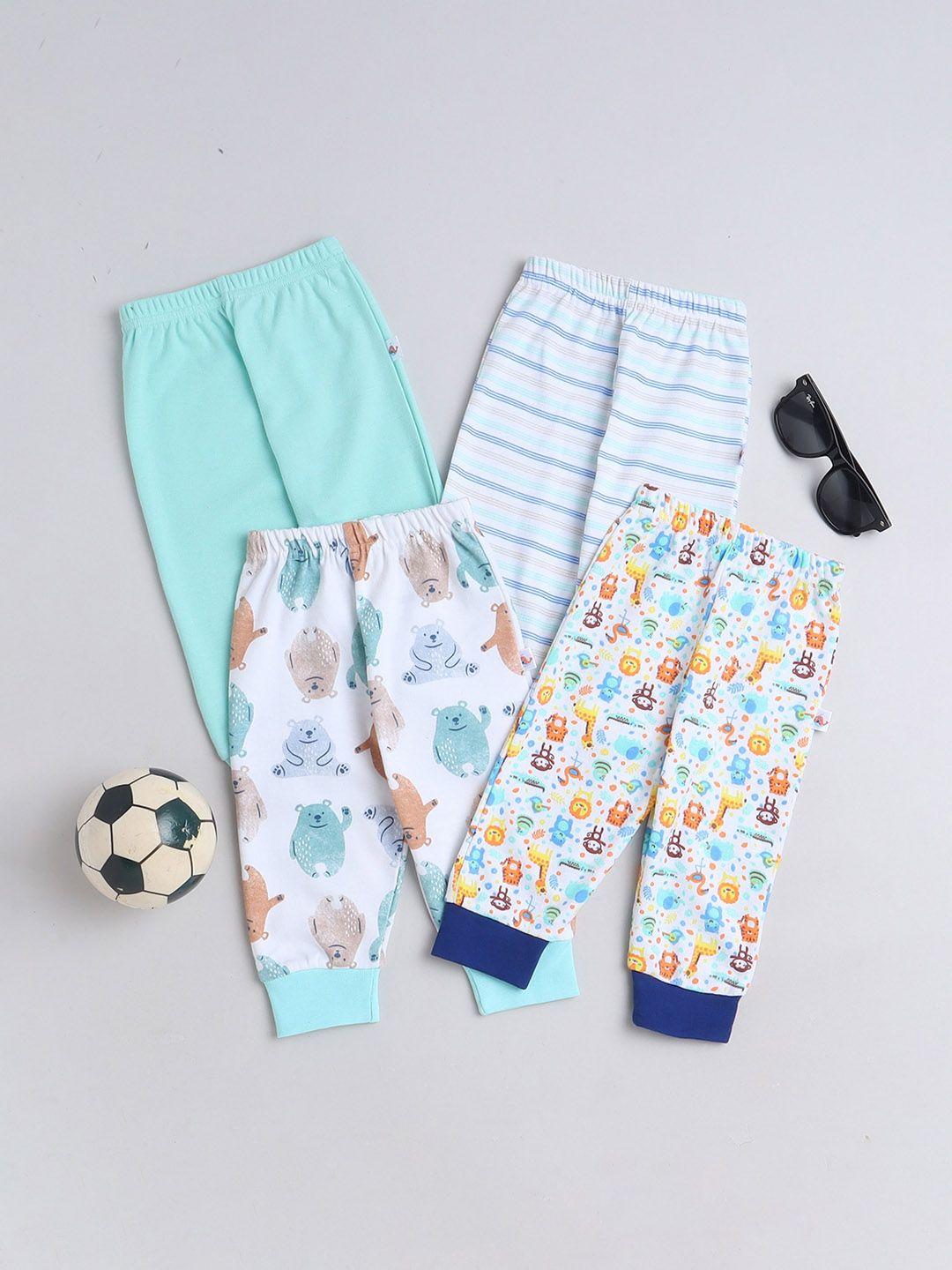 bumzee infants boys pack of 4 mid rise pure cotton joggers