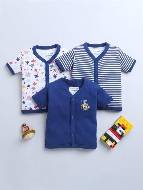 bumzee kids navy & white printed jablas (pack of 3)