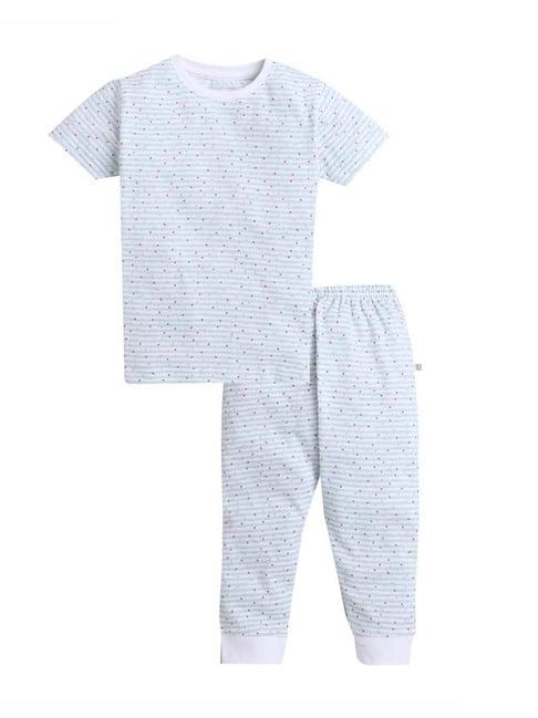 bumzee kids sky blue cotton printed clothing sets