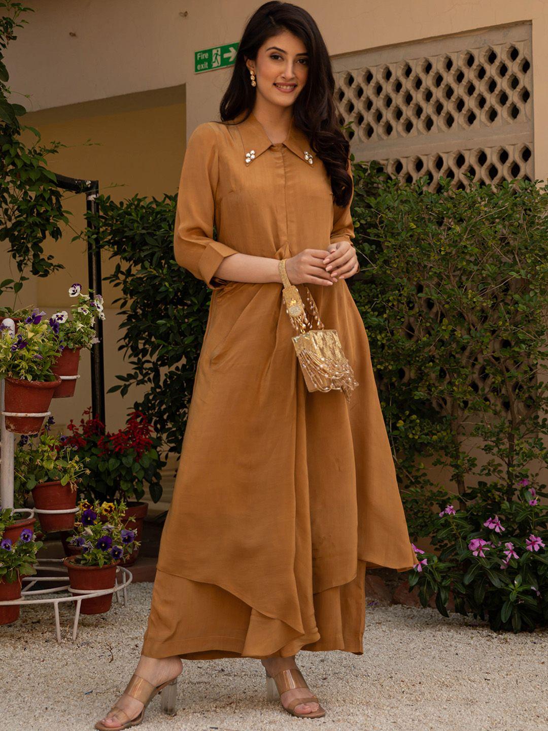 bunaai asymmetric regular a-line kurta with palazzos