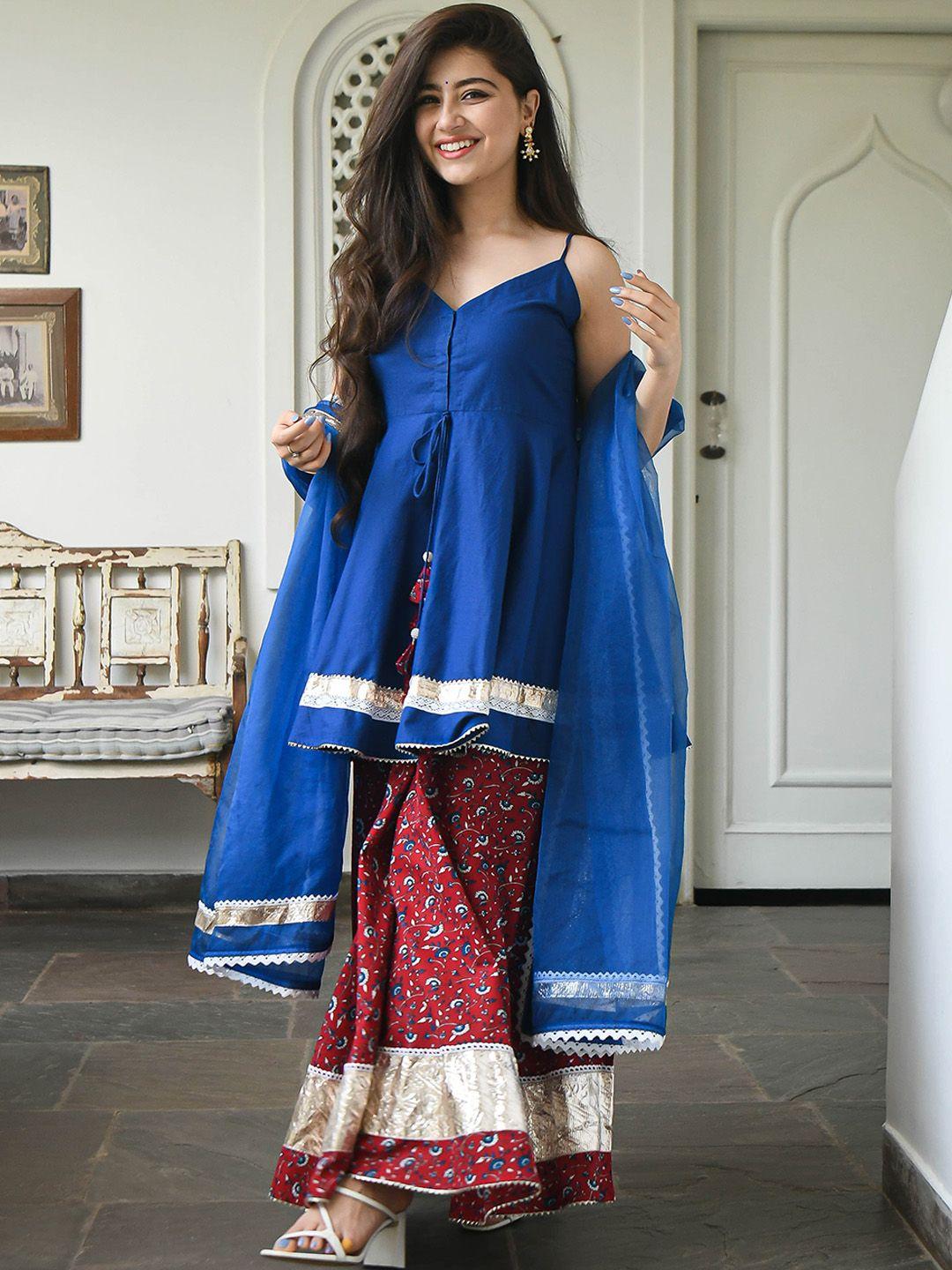 bunaai empire gotta patti pure cotton kurta with sharara & with dupatta