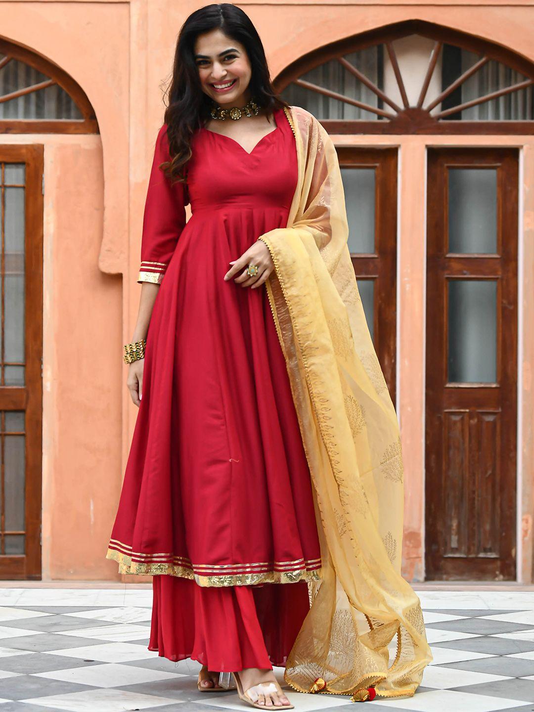 bunaai empire kurta with palazzos & dupatta