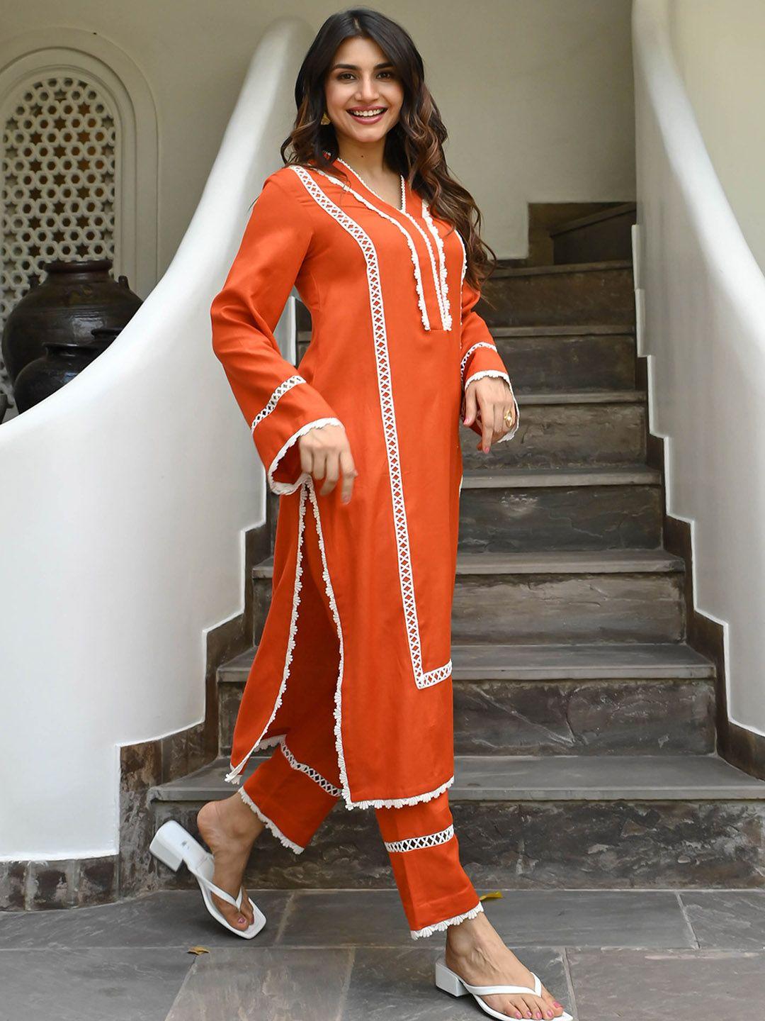 bunaai floral embroidered kurta with trousers