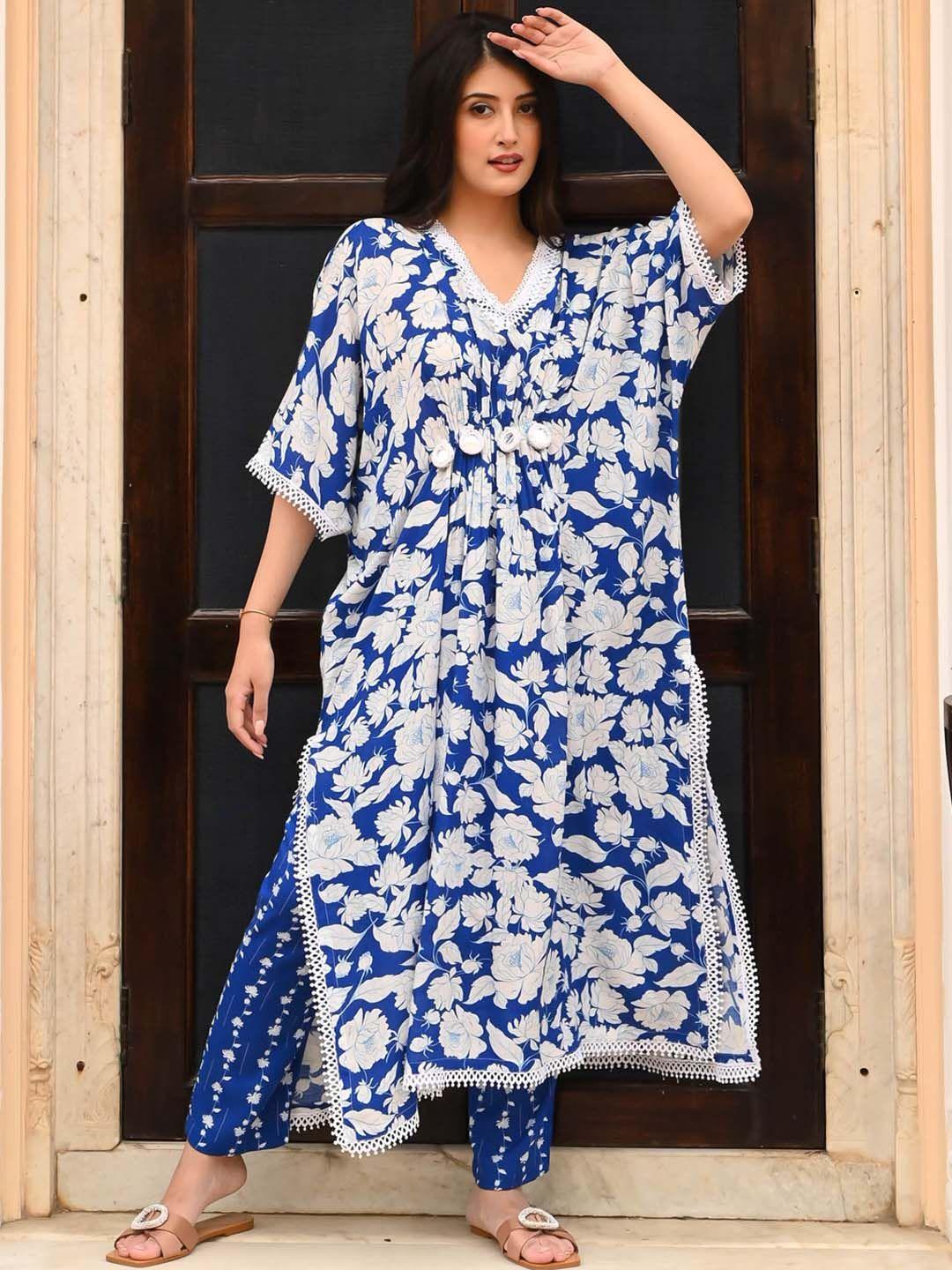 bunaai floral printed regular kurti with trousers