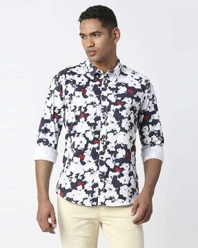bunch printed shirt with spread collar