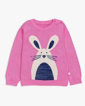 bunny-knit round-neck sweater