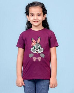 bunny print crew-neck t-shirt