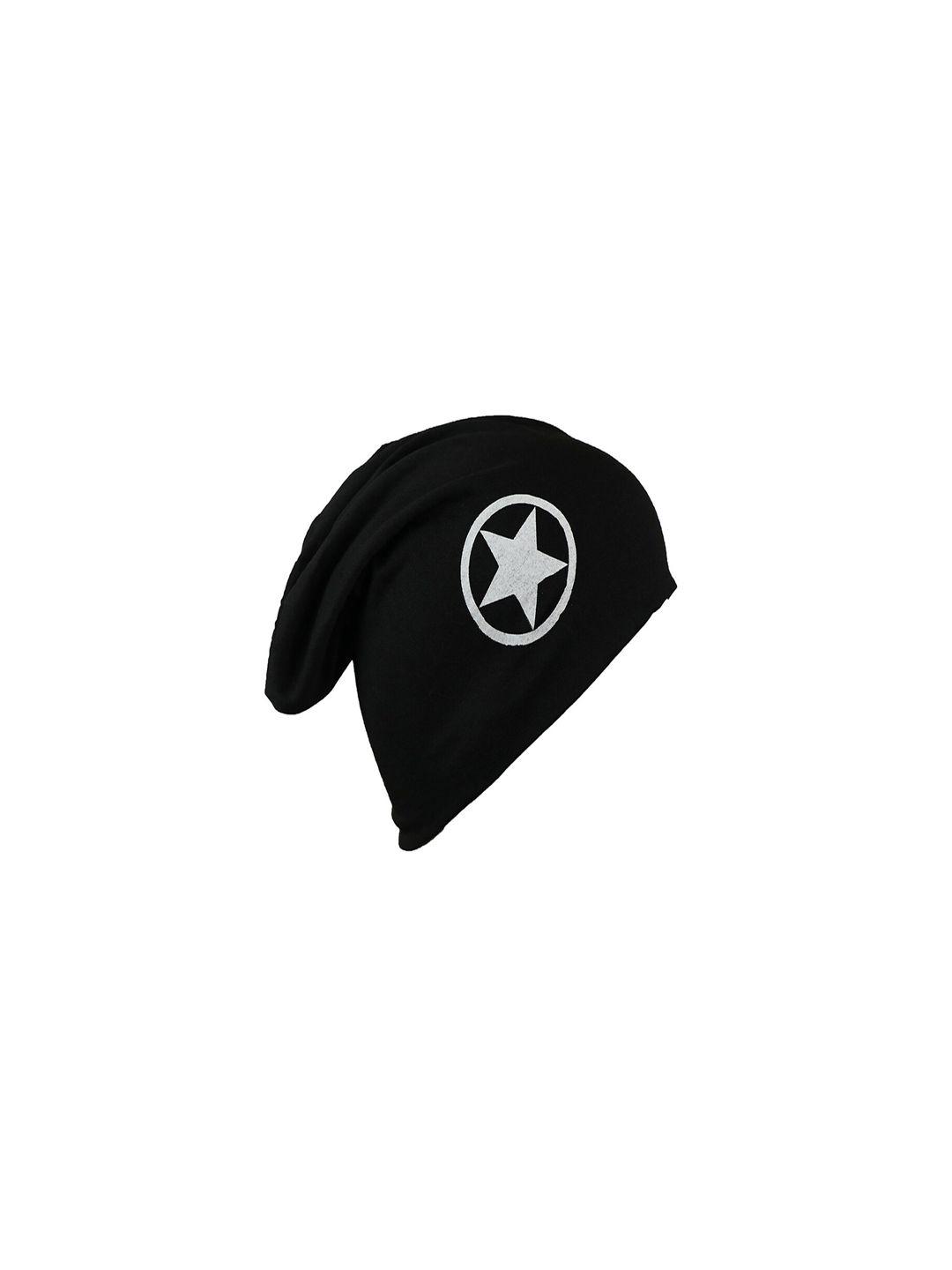 bunnywave unisex black & off-white printed beanie