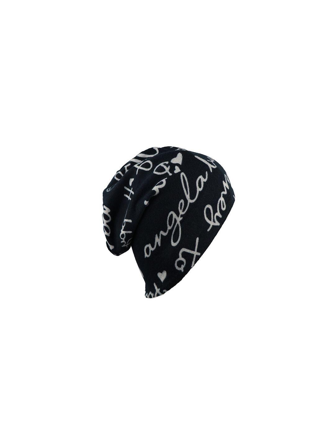 bunnywave unisex black self design beanie