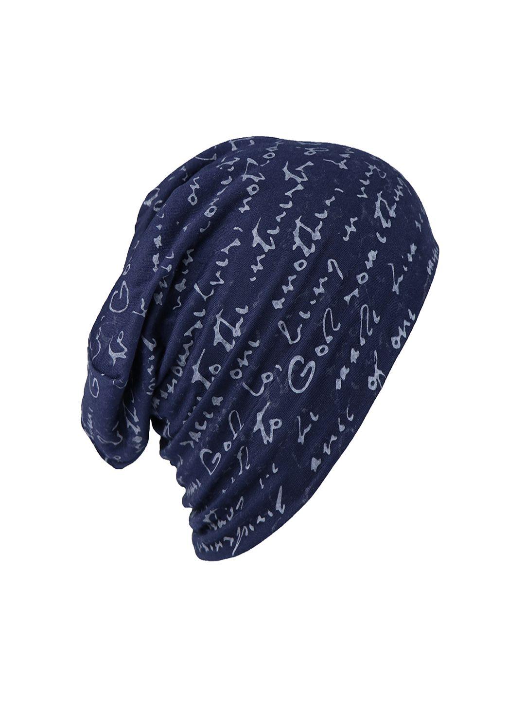 bunnywave unisex blue printed beanie