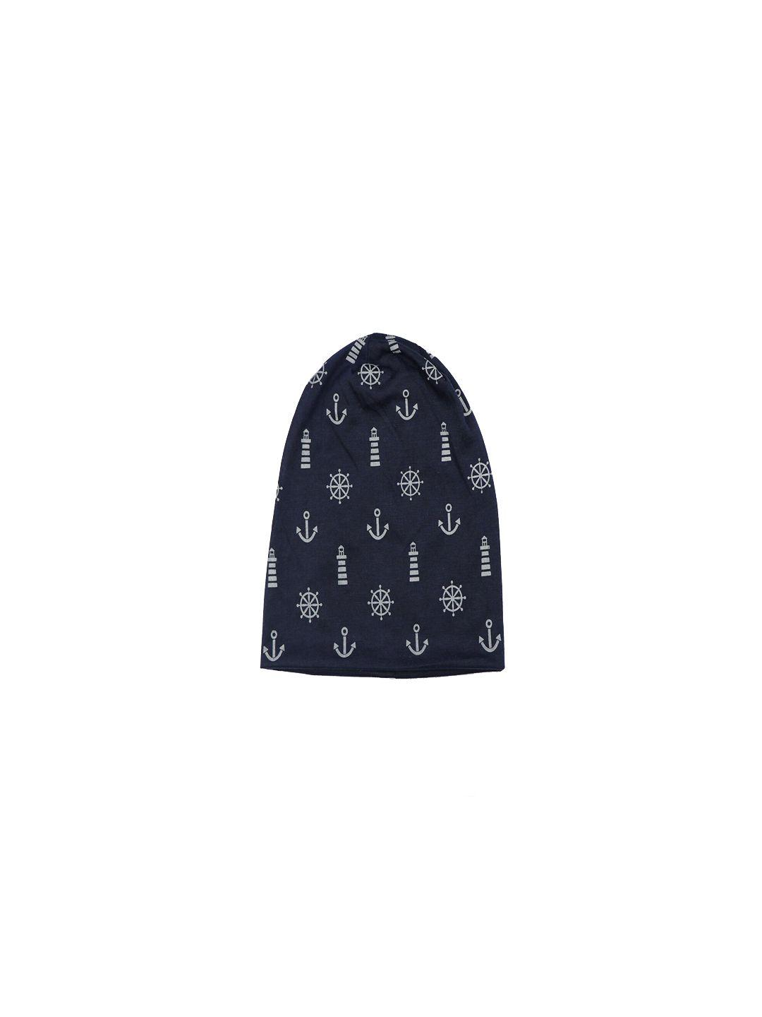 bunnywave unisex blue self design beanie