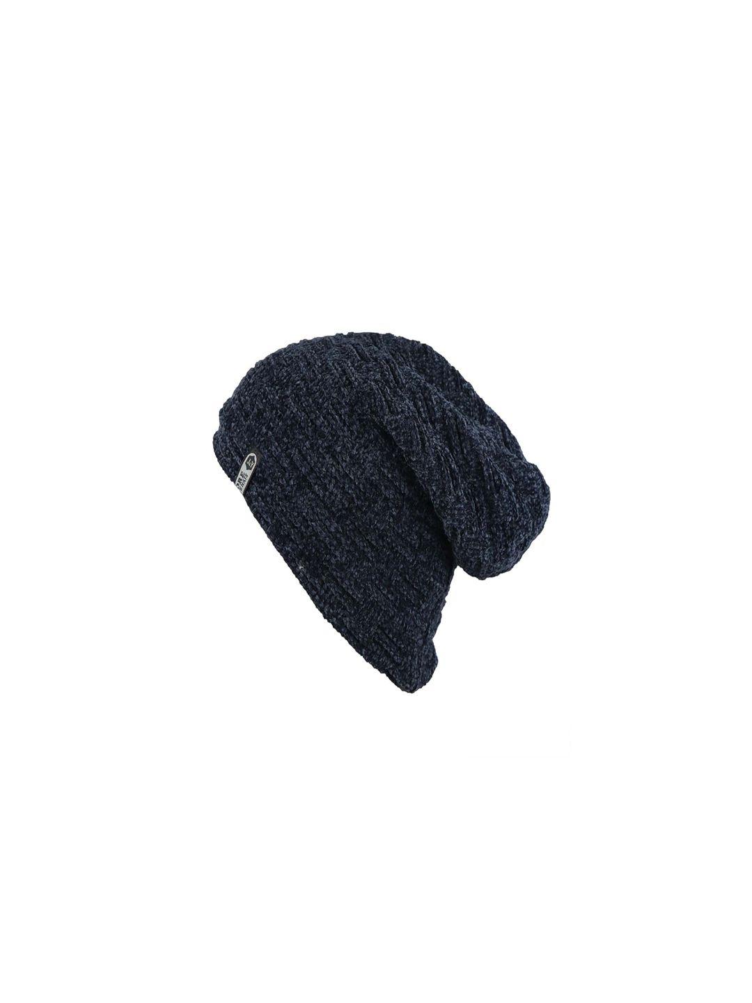 bunnywave unisex blue self design beanie