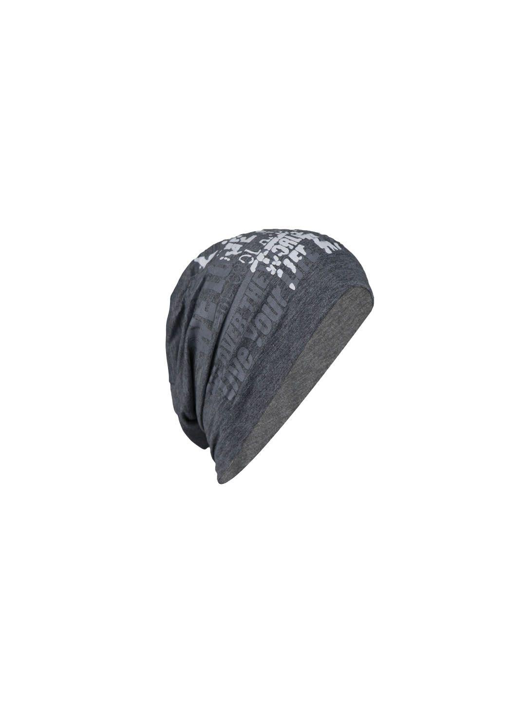 bunnywave unisex grey self design beanie